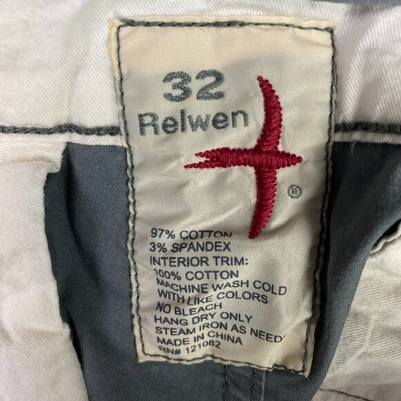 Relwen Pants Men's 32 Measures 34 x 29.5 Gray Flyweight Flex Chino Stretch - Picture 8 of 13